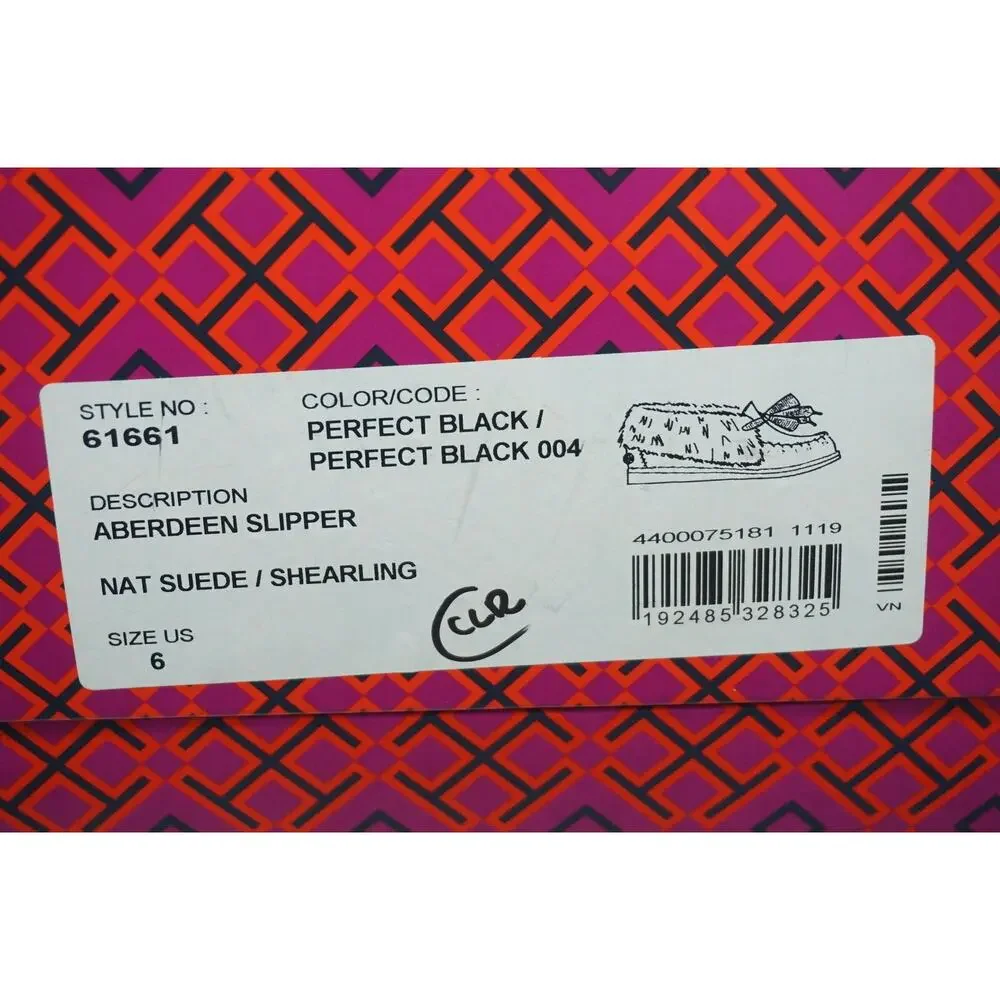 Tory Burch Aberdeen Genuine Rabbit Fur Trim Slipper Bootie Size 6 NIB Black Bow
